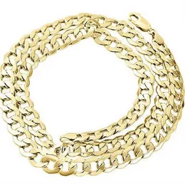 Heren Real 10K Geel Gouden Hollow Cuban Curb Link Chain ketting 8mm 24 inch2300