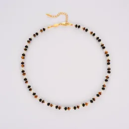 سلاسل Ins Niche Design Natural Pearl Retro Necklace Beded Black Agat