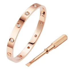 Modieus roestvrij staal zilver 18K vergulde roségouden armbanden vrouwen mannen schroevendraaier armband sieraden met originele Bag240s