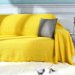 Sandalye, üç boyutlu jakard düz renkli örme kanepe kapak bezi tam kalın pamuklu ve keten yastık blanketair kapsar