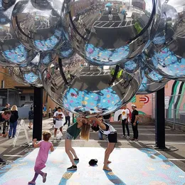 ディスコパーティーの装飾用50cm 1メートルのインフレータブルミラー球体のエアポンプフリー船のための卸売大手屋外銀色のインフレータブルミラーボール