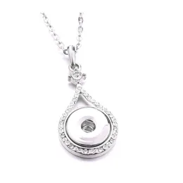 car dvr Pendant Necklaces Noosa Snap Button Necklace Waterdrop Crystal Chunks Simple Sier Color Fit 18Mm Buttons Diy Jewelry Drop Delivery Pe Dhtvh