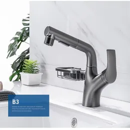 Banyo Lavabo muslukları tüm bakır tabanca gri havza çekme musluk tuvalet karşı siyah el yıkama karıştırma valf