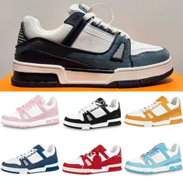 Tasarımcı Sneaker Kadın Erkekler Sıradan Ayakkabı Buzağı Deri Moda Yüksek Üst Beyaz Blue Kot Baskı Tekstil Astar Deri Düz Alt Sabahkılar EUR 36-44 B1