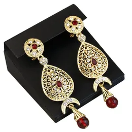 Orecchini penzolanti lampadario Sunpicems Chic Muroccan Earrings for Women Gold Color Gold Drop Crystal Beads a arabo Gioielli da sposa Br