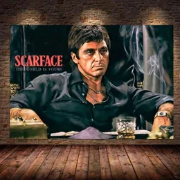 Pintura de lienzo de arte moderno Scarface Tony Montana Carteles y estampados Imagen de arte de pared para decoración de la sala de estar Cuadros woo