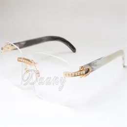 Neue rahmenlose Quadratrahmen T3524012 Weiße Linsen natürliche gemischte Hörner Brillen 56-18-140 mm Rahmen für Männer und Frauen272a