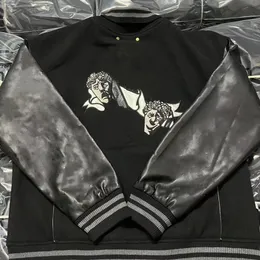 Tasarımcı deri ing beyzbol takım elbise ceket moda gevşek klasik siyah yakışıklı ceket ceket