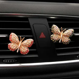 Dekorationer Rhinestone Diamond Colorful Butterfly Car Air Freshener Parfym Clip Auto Decoration Accessories Interiör R230228