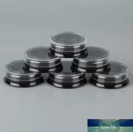 Wholesale 3G Round Black Cosmetic Jars with Clear Screw Cap Lids for Powdered Eyeshadow Mineralized Makeup Cosmetic Samples BPA Free