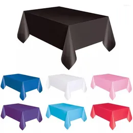 قطعة قماش مائدة المائدة الغطاء البلاستيكي يمكن التخلص من ألوان صلبة زفاف حفل عيد ميلاد حفلة مستطيل