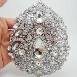 Pins broszki Bride luksusowy ogromny 492 "kropla kwiatowa wisiorek nielegalny bozowa broszka ślubna Clear Crystal 230228