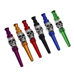 Creative Skull Pipe Straight Metal Pipe Cigarette Holder Household Smoking Accessories 77MM