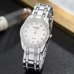 Wristwatches CUSSI 2023 Luxury Women Watches With Rhinestones Ladies Bracelet Fashion Quartz Wristwatch Relogio Feminino Clock