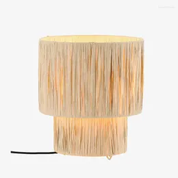 Pendant Lamps Retro Straw Art Rattan Table Lamp Bohemia Living Room Hand Woven Home Decor Light Bedroom