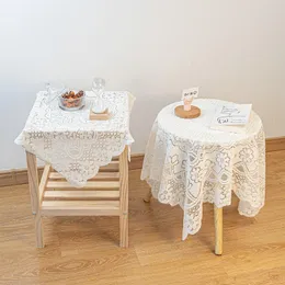 Tabela de mesa 60x60/120x120cm Tecido de renda branca para capa Decoração decorativa de festa de casamento de toxtil