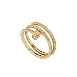 Designer Nail 2 0 Rings Diamonds love screw ring classic luxury jewelry men women Titanium steel Alloy Gold-Plated Craft Gold Silv2497