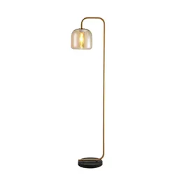 Modern design glass reading floor lamp luxury minimalist brass standing light 37cm width 164cm height for hotel home living room bedroom study room decor