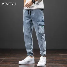 Herren Jeans Cargo Harlan Pocket Jeans Herren Baumwolle Beam Feet Slim Overalls Klassisch Casual Joggers Hosen Männlich Große Größe 8XL 7XL 6XL 5XL Z0301