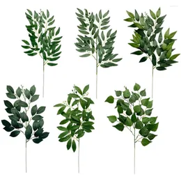 Decorative Flowers Simulation Willow Leaves Artificial Plants Bunch Eucalyptus Money Tree Leaf Arrangement Pography Prop Home Wedding