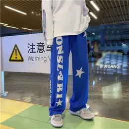 Männer Jeans 2022 Männer Hip Hop Klein Blau Jogginghose Jogging Männer Straße Y2K Hosen Retro Japan Mode Trend Heißer Verkauf Jazz Breite Beinhosen Z0301