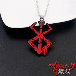 Colares pendentes de colar de anime de anime, guts do logotipo vermelho para homens para homens de chaveiro de carros de carona