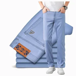 Erkek kot yaz ince açık mavi gevşek lyocell kumaş iş moda esnekliği denim pantolon erkek marka pantolon 230301