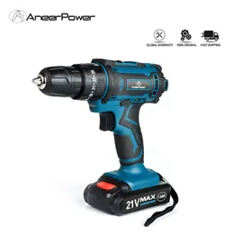 Electric Drill 2 Speed Cordless Impact Drill 21V Electric Screwdriver Home Mini 1500 Mah 18650 Lithium Battery Wireless Rechargeable Hand Drill 230301