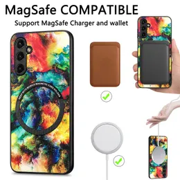 Carregador magnético sem escrita Magsafe Capa de telefone para Samsung Galaxy A53 A50 A30 A32 A30 A20 A23 A22 A21 A13 A12 A04 A03S A02 M32 M10 Capa traseira macia pintada multicolorida