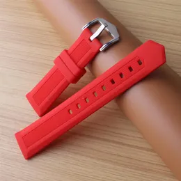 Bandas de vigia vermelhas 12mm 14mm 16mm 18mm 19mm 20mm 21mm 22mm 24mm 26mm 28mm Silicone Relógio Straps de aço Fivela de fivela de relógio macio Ban259f