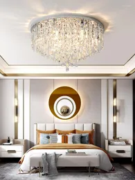Luzes de teto moderno e minimalista mestre quarto sala jantar lâmpada atmosférica led redondo cromo prata cristal