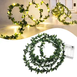 Flores decorativas grinaldas de 2m/3m/5m folhas verdes Luzes de cordas Grus