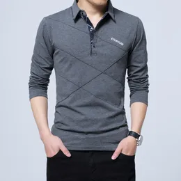 Herr t-skjortor herr långärmad t-shirt 2023 våren koreansk randdesigner smal fit casual bomullsskjorta man plus storlek kläder