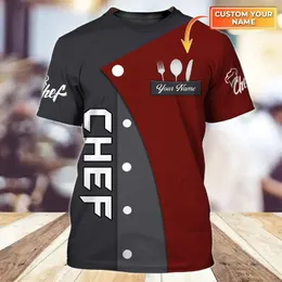 Magliette da uomo Nome personalizzato Camicia da chef Maglietta da uomo estiva Regalo per gli amanti del cuoco Maglietta unisex stampata in 3D Regalo per lo chef Maglietta casual cool DW56 230302