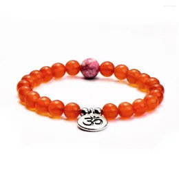 Strand 8mm Yoga Natural Stone Bracelet Chakra Mala OM Lotus Women Men Beaded Charm Handmade Jewelry Wholesale