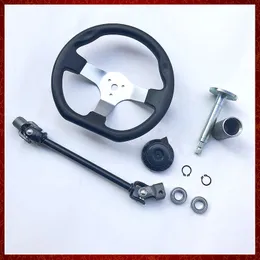 UTV 300mm Steering Wheel Assembly 330mm Gear Rack Pinion 375mm U Joint Tie Rod Knuckle Assy For Chinese 110cc Go Kart Quad Parts MFX02