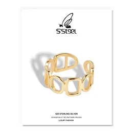 Pierścienie klastra S'steel Minimalist dla kobiet 925 srebrny złoty geometryczny modny modny kołnierz pierścieniowy Plata de Ley Jewelle