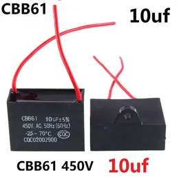 CBB61 450VAC 10UF FAN başlangıç ​​kapasitör kurşun uzunluğu 10 cm line287n