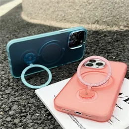 Foldable Magnetic Hybrid Phone Cases for iPhone 14 Plus 13 Pro Max Durable Full Protective Solid Color Invisible Bracket Back Cover Supporting Wireless Charging