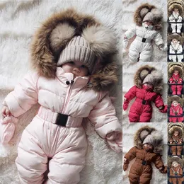 Roupas de inverno Infantil bebê neve garoto menina macacão jaqueta com capuz macacão com casaco grosso de roupa espessa de vetement hiver 210722261c