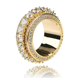 ICED Out 18K Gold Plating Rings Bling Cubic Zriconai Mens Hiphop Jewelry New Fashion Gold Ring Jewelry2742