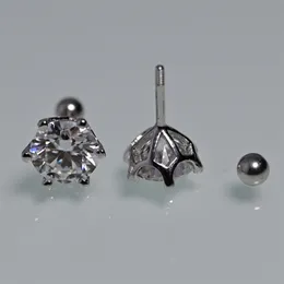 Stud smyoue 8mm d renk 2.0 karat% 100 saplama küpeleri Kadınlar için vidalı iplik kulak saplamaları 925 gümüş mücevher geçişi elmas testi 230301