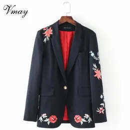 Blazer per abiti da donna Vmay 2023 Arrivo Donna Moda primavera e autunno giacca da abito ricamata rosa