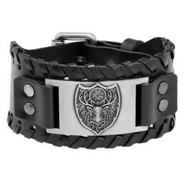 Armreif Jessingshow Vintage Wikinger Armbänder Für Männer Punk Stil Echtes Leder Armband Amulett Schmuck Geschenk Retro