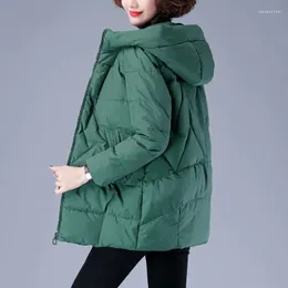 Trench feminina Coats Parkas Women Feminino Moda coreana de comprimento coreano solto jaqueta quente lazer simples 2023 Mulheres com capuz roupas