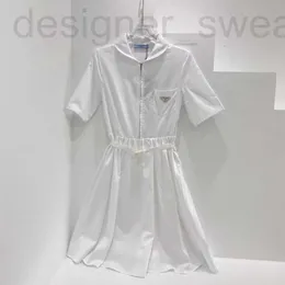 Casual Dresses Designerdedashian Samma stycke 23 Våren och sommaren ny klassisk triangel temperament Slim Doll Neck Youth Age Minskar midjeskjorta klänning Zumb