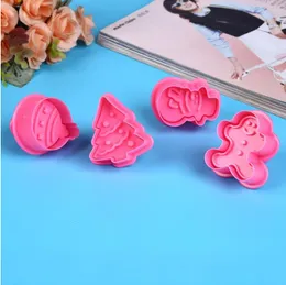 Moldes de cozimento 4pcs Stamp Biscuit Mold 3D Cookie Punger Cutter Pastrel