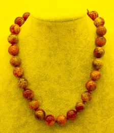 Chains Red Fire Agate Round 14mm Necklace 18inch Wholesale Beads Nature FPPJ Woman 2023Chains