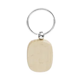 NEW Blank Wooden Key Chain Pendants DIY Wood Keychains Key Tags Promotional Gifts Key Ring DIY Key Decoration Supplies
