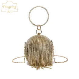 Kvällspåsar bolsas bolsas femininas redondas douradas bolinhas bolsa clutch com corente para mulheres ftb145 2020l23023